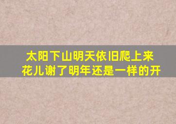 太阳下山明天依旧爬上来 花儿谢了明年还是一样的开